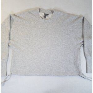 Sweaty Better Cropped Boxy Gray Sweatshirt SZ XL Side Waist Ties Tapered Sleeves